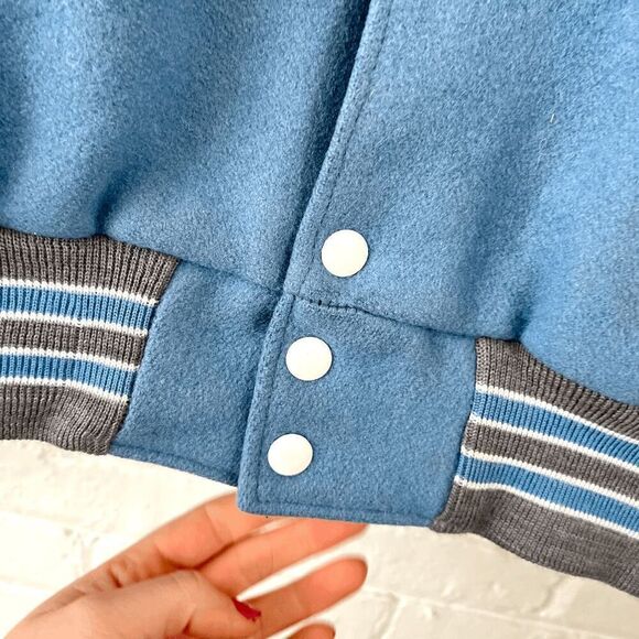 Unisex Holloway Varsity Jacket Heavy Wool Leather Accents Hood L/XL, 90s Vintage - Picture 11 of 12